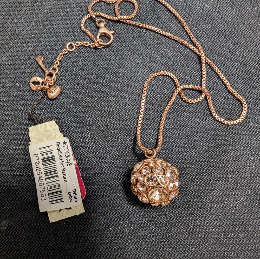 NWT Fossil "Starry Night" Crystal Disco Ball Pendant Necklace
